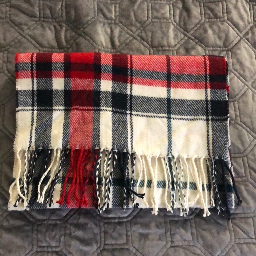 GAP Scarf  Plaid Red White Navy EXC